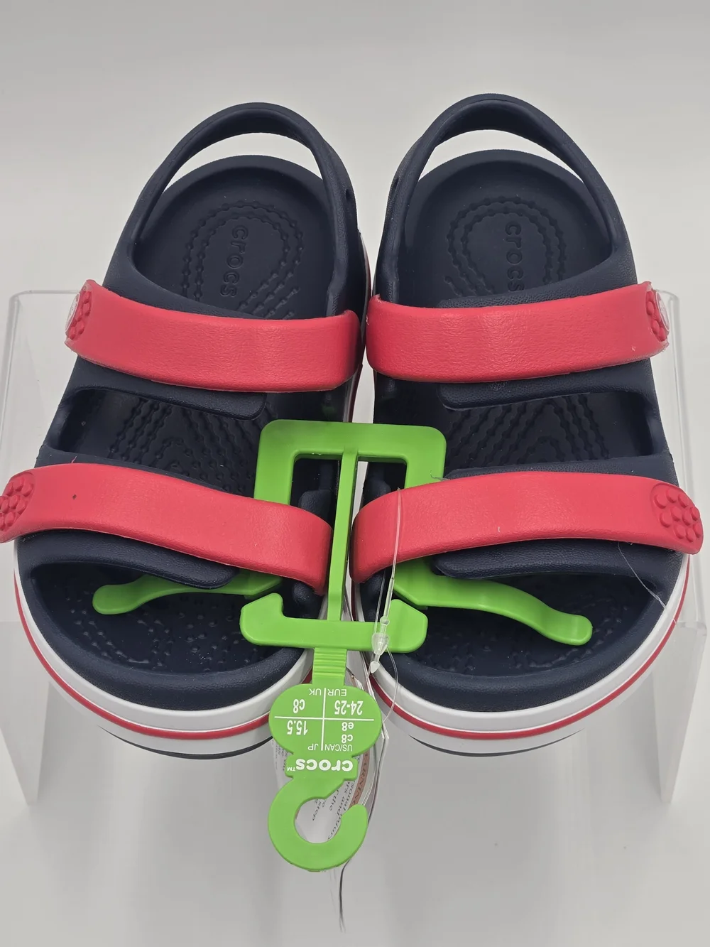 CROCS Crocband Cruise Navy With Red Strap Unisex Sandals Toddler Size C8